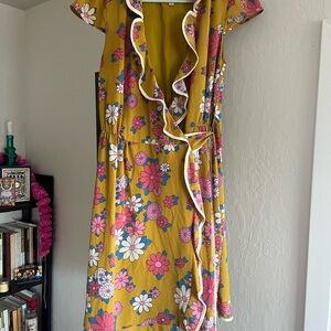 ModCloth Floral Ruffle Wrap Dress